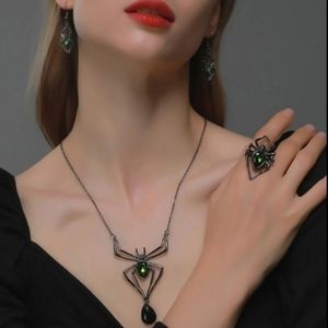 🕷️ Green Spider Jewelry Set